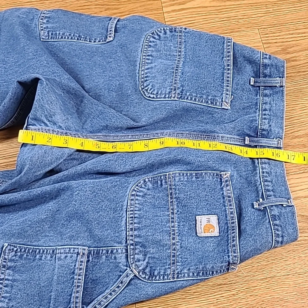 CARHARTT 36x32 STRAIGHT MEN'S CARPENTER 2018 DENIM FADED BLUE WIDE LEG JEANS - Picture 3 of 8